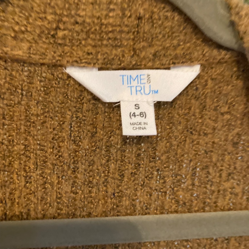 Tanish gold open mid length Time and Tru cardigan - Picture 2 of 5